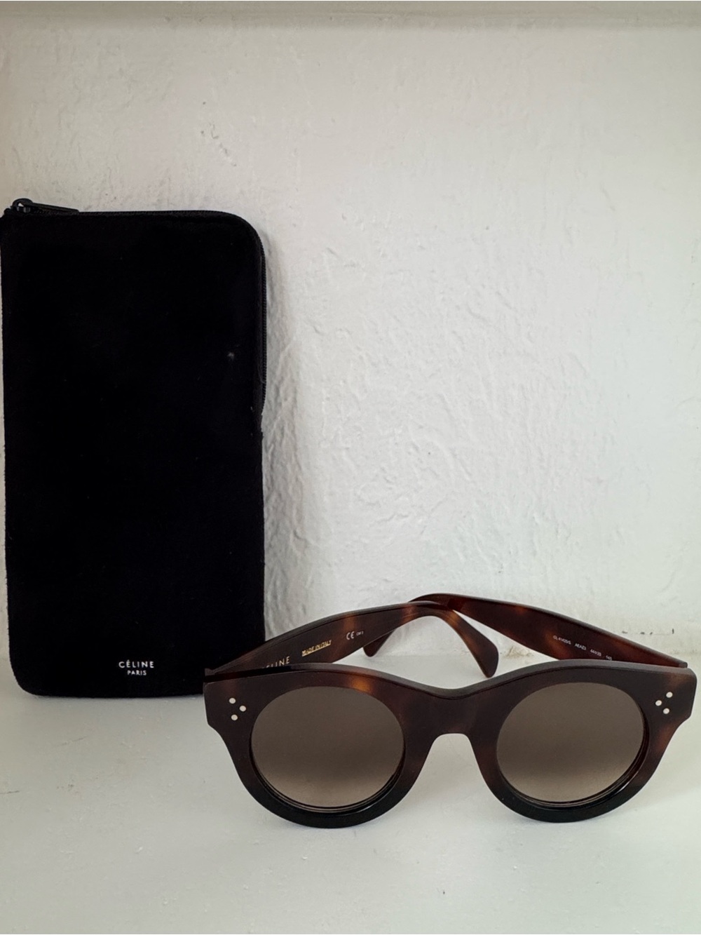 Celine Tortoiseshell Round Sunglasses with Brown Gradient Lenses